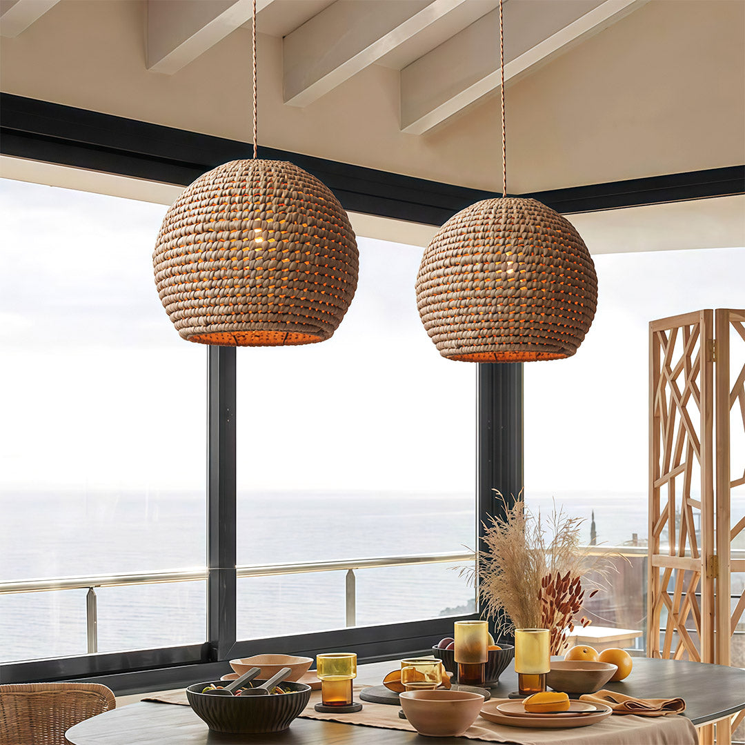 Zen Raffia Japanese Paper Pendant Light