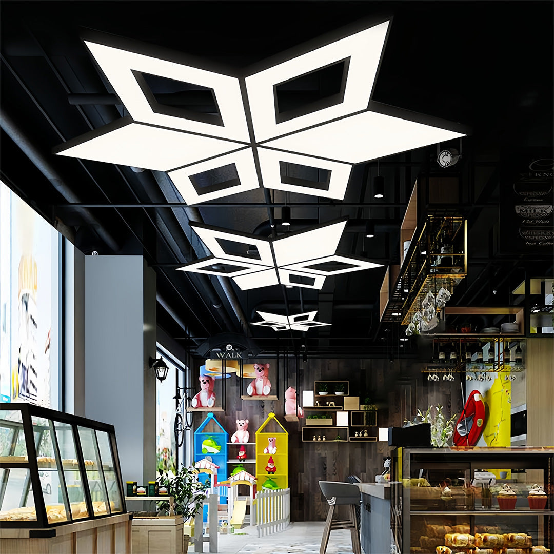 Contemporary Black LED Multi-Diamond Chandelier Ceiling Light