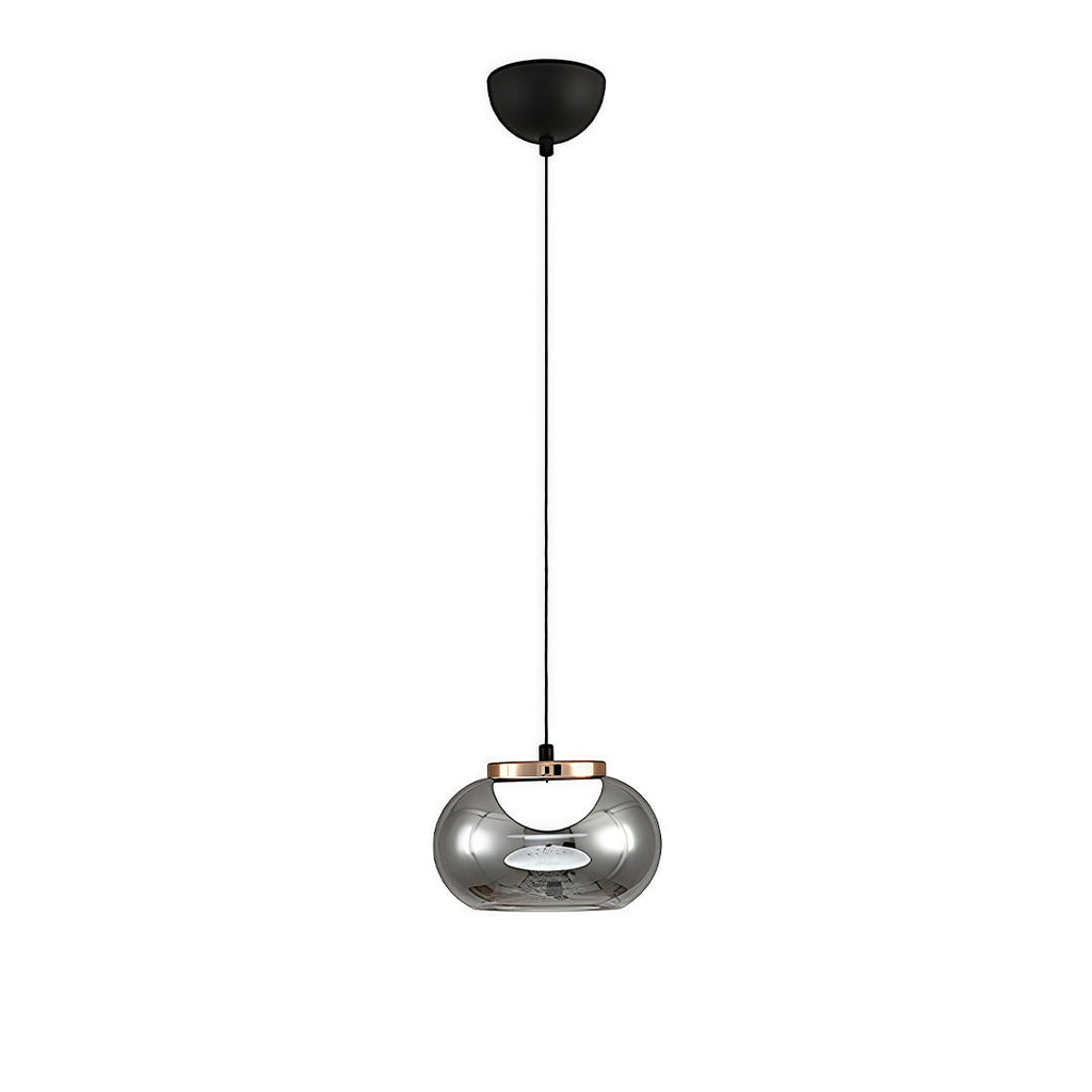 Gray Glass Globe Pendant Light - Full-Spectrum Metal Ceiling Fixture