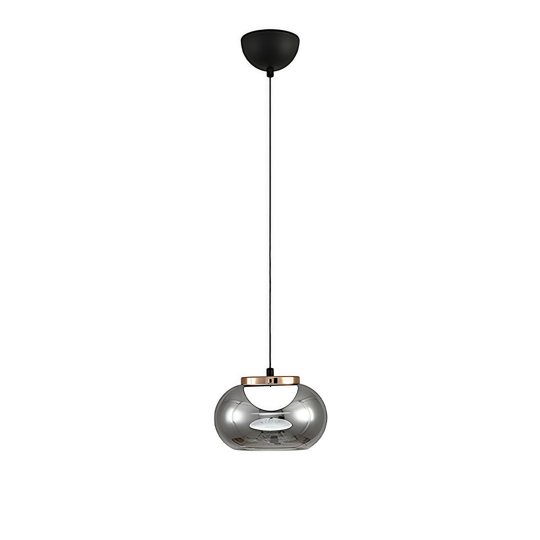 Gray Glass Globe Pendant Light - Full-Spectrum Metal Ceiling Fixture