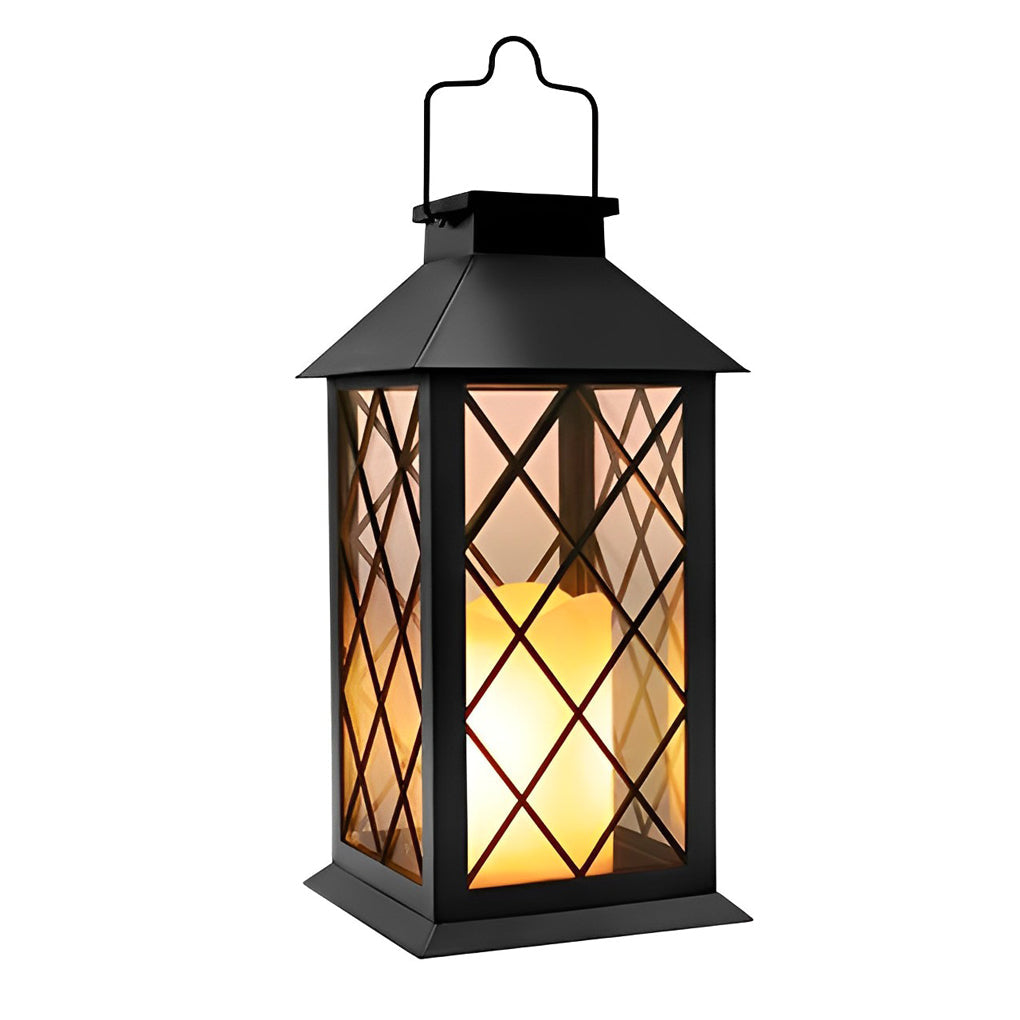 Premium Black Solar LED Candlestick Lantern - Portable Outdoor Lighting