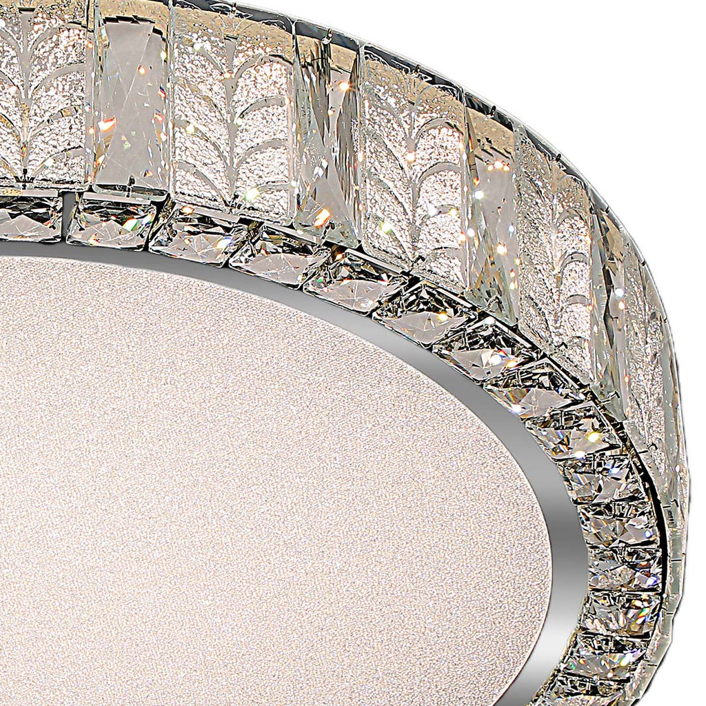 Premium Round Crystal LED Flush Mount Ceiling Light in Gold