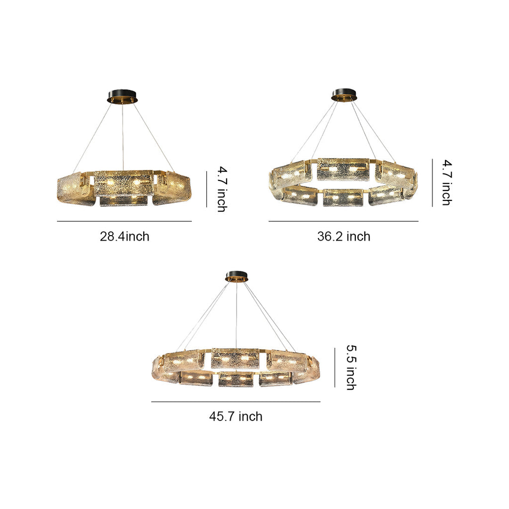 Luxury Rectangular Glass Chandelier with Brass Ceiling Fixture