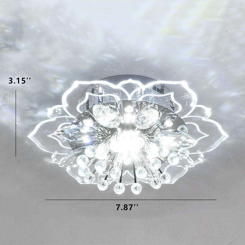 Elegant Crystal Flower LED Flush Mount Ceiling Light