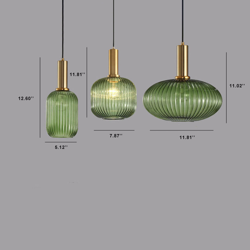 Striped Glass 1-Light Lantern Pendant