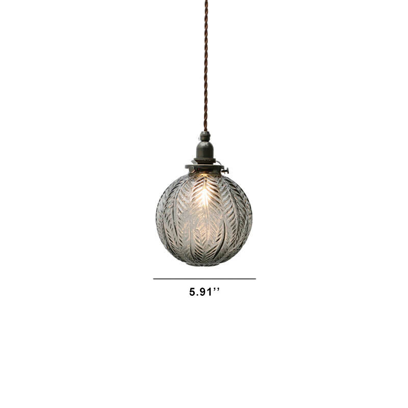Vintage Lotus Glass Globe Pendant Light