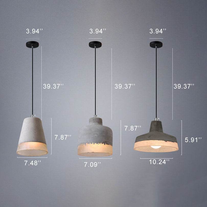Minimalist Grey Cement Pendant Light - 1-Light Design