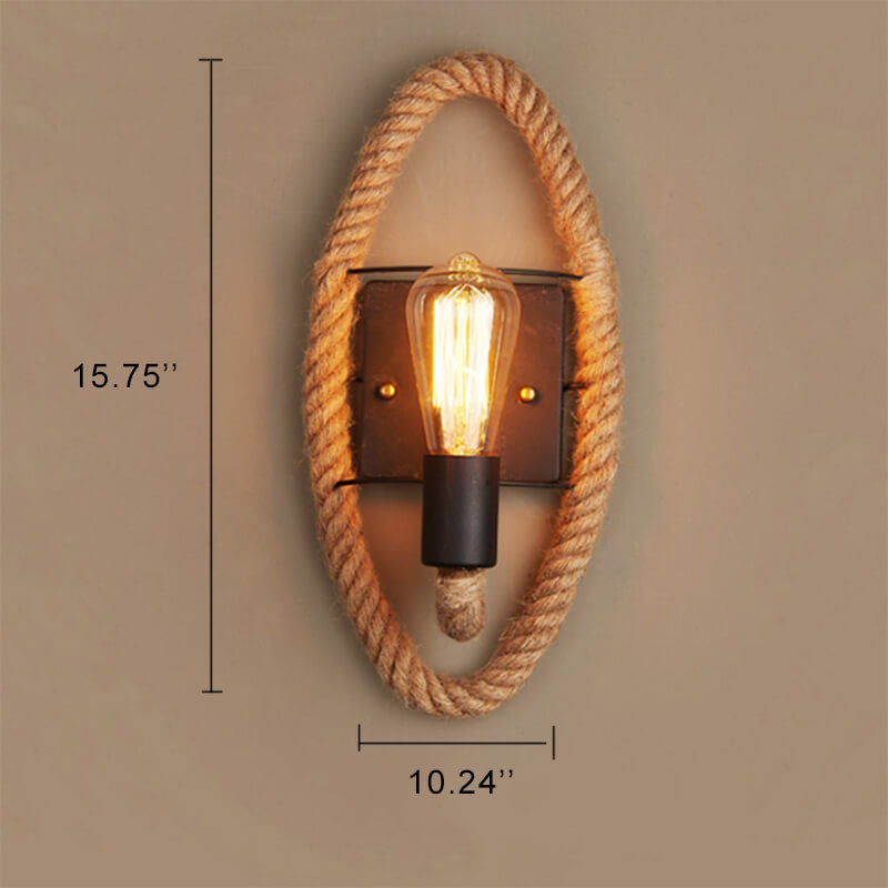 Vintage Hemp Rope 1-Light Wall Sconce