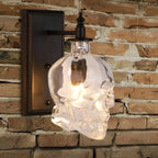 Industrial Skull Wall Sconce with Glass Shades - Metal Wall Light