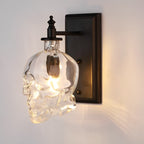 Industrial Skull Wall Sconce with Glass Shades - Metal Wall Light