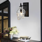 Industrial Skull Wall Sconce with Glass Shades - Metal Wall Light