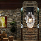 Industrial Skull Wall Sconce with Glass Shades - Metal Wall Light