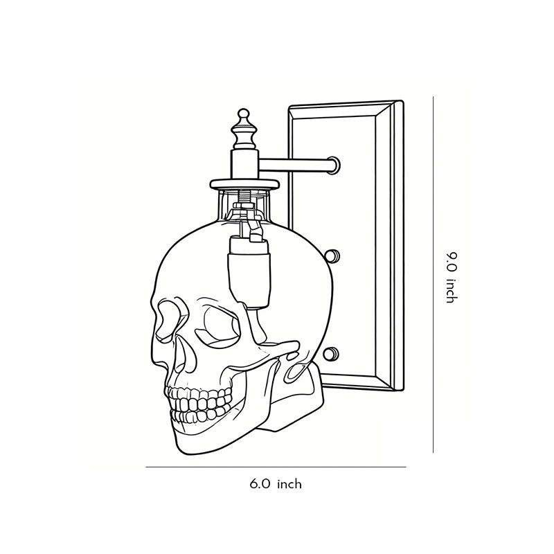 Industrial Skull Wall Sconce with Glass Shades - Metal Wall Light