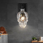 Industrial Skull Wall Sconce with Glass Shades - Metal Wall Light