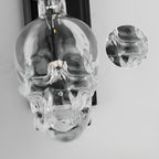Industrial Skull Wall Sconce with Glass Shades - Metal Wall Light