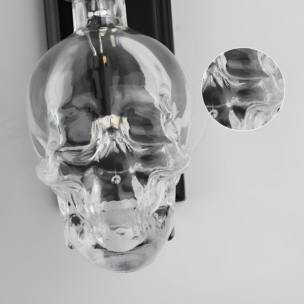 Industrial Skull Wall Sconce with Glass Shades - Metal Wall Light