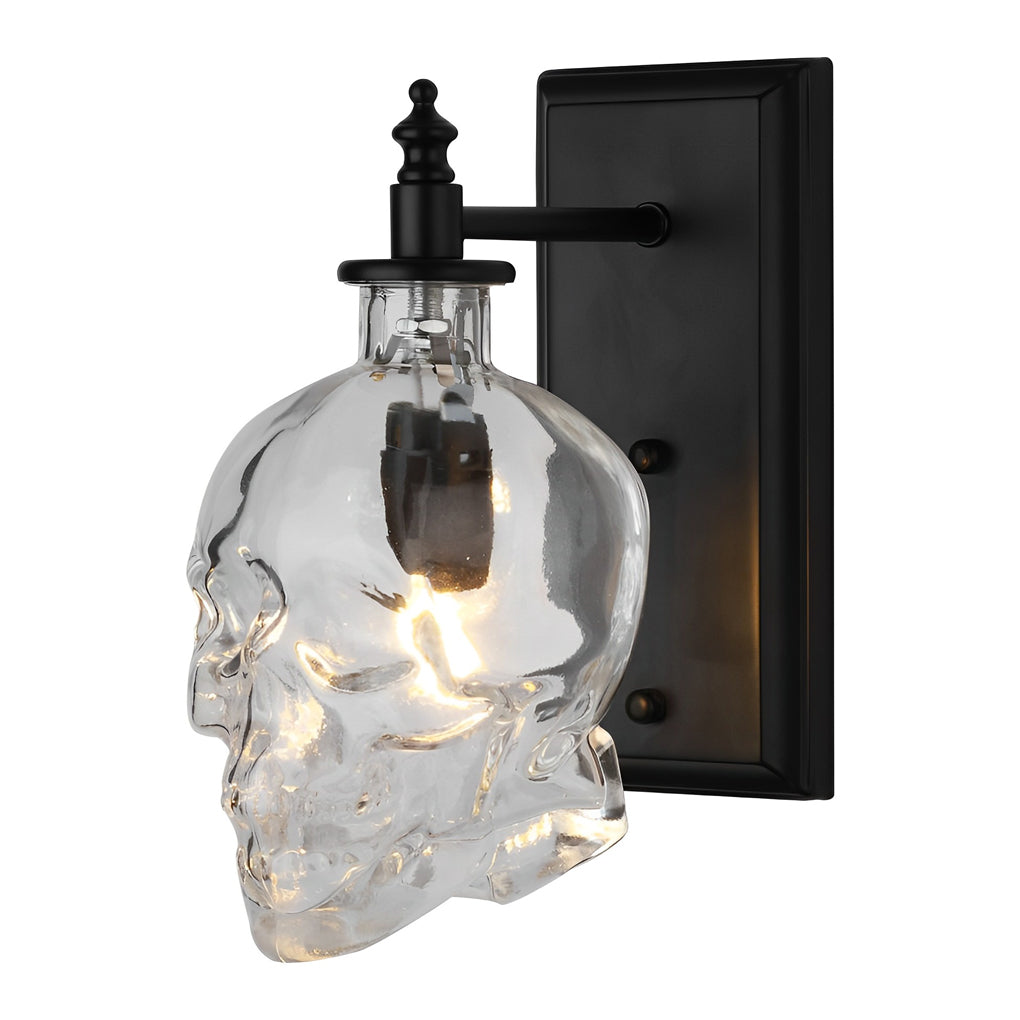 Industrial Skull Wall Sconce with Glass Shades - Metal Wall Light