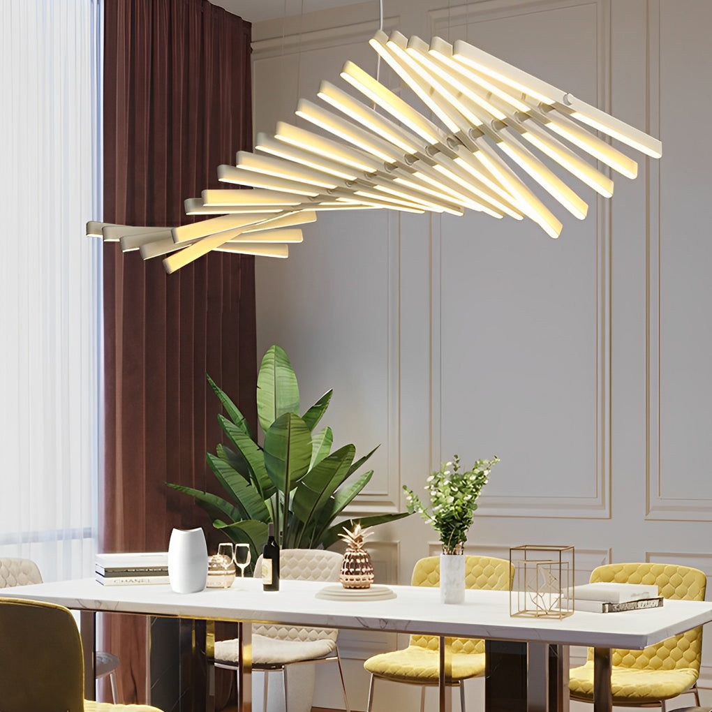 Nordic Wave Black Art Fish Bone Linear Ceiling Light