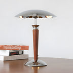 Retro Chrome Mushroom Lamp with Wooden Rod