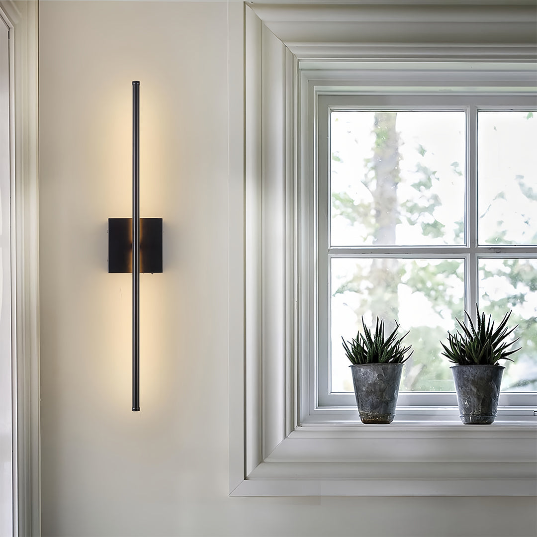 Modern Wireless Black Iron Linear LED Wall Light