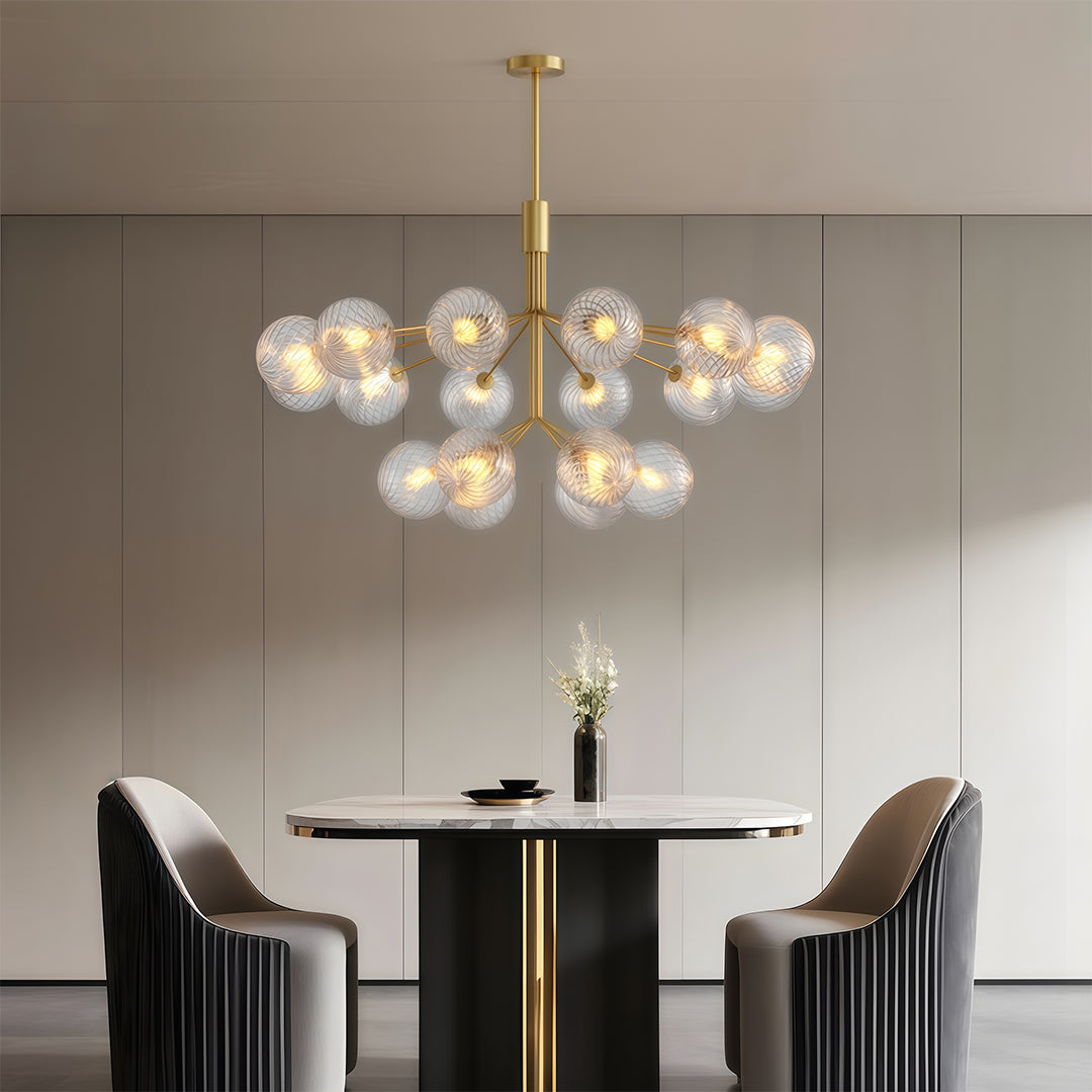 Premium Modern Copper and Glass Ball Chandelier