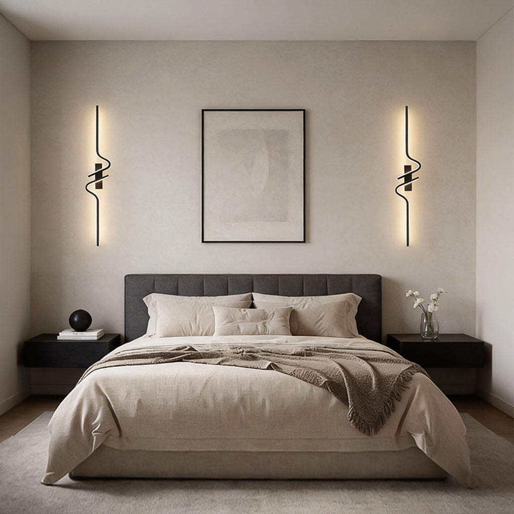 Minimalist Black Aluminum Curved Wall Sconce