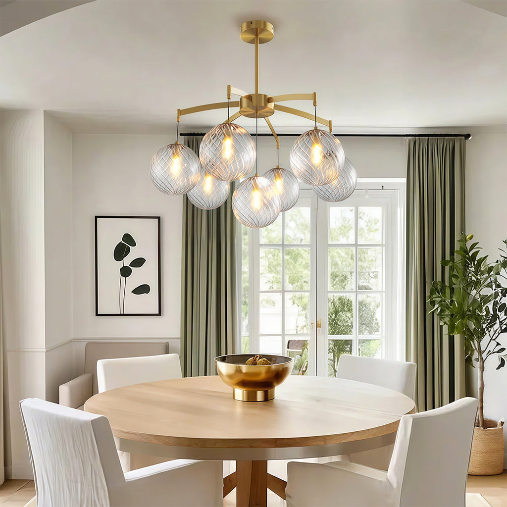 Premium Copper and Glass Ball Chandelier Ceiling Light