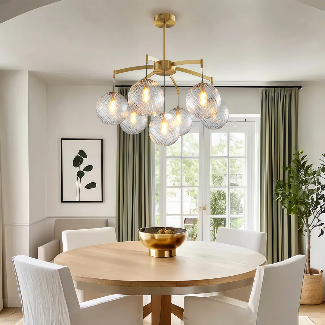 Premium Copper and Glass Ball Chandelier Ceiling Light