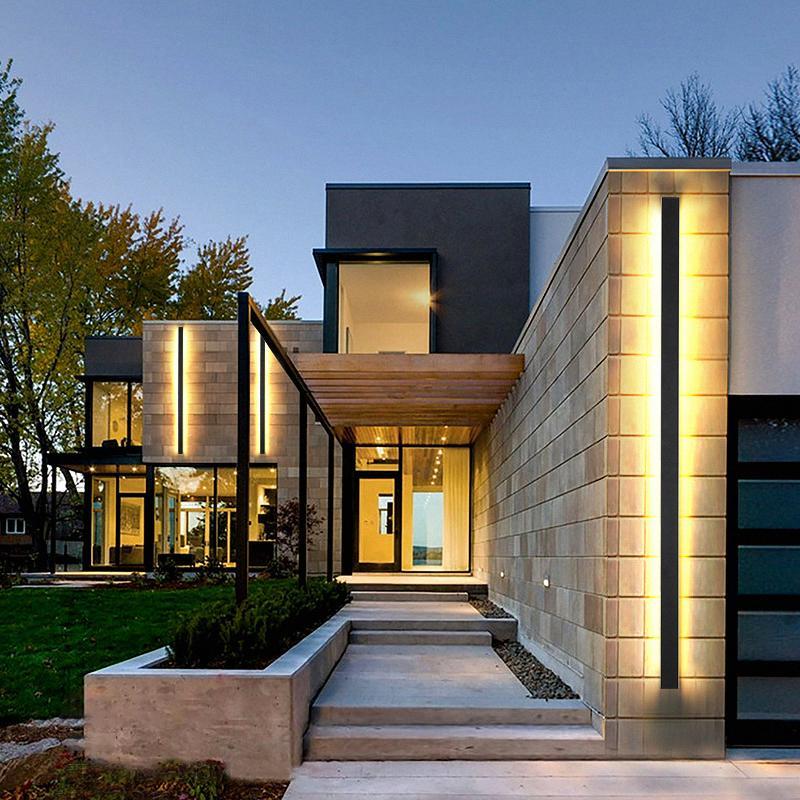 Minimalist Black LED Linear Outdoor Wall Sconce