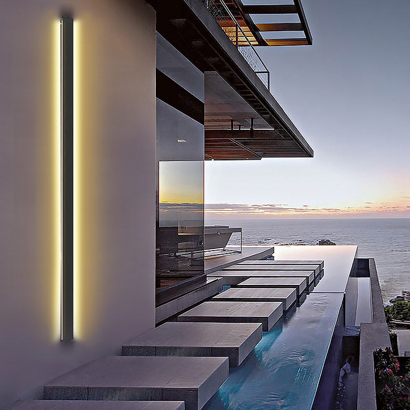 Modern LED Linear Wall Light - Long Black Outdoor Fixture