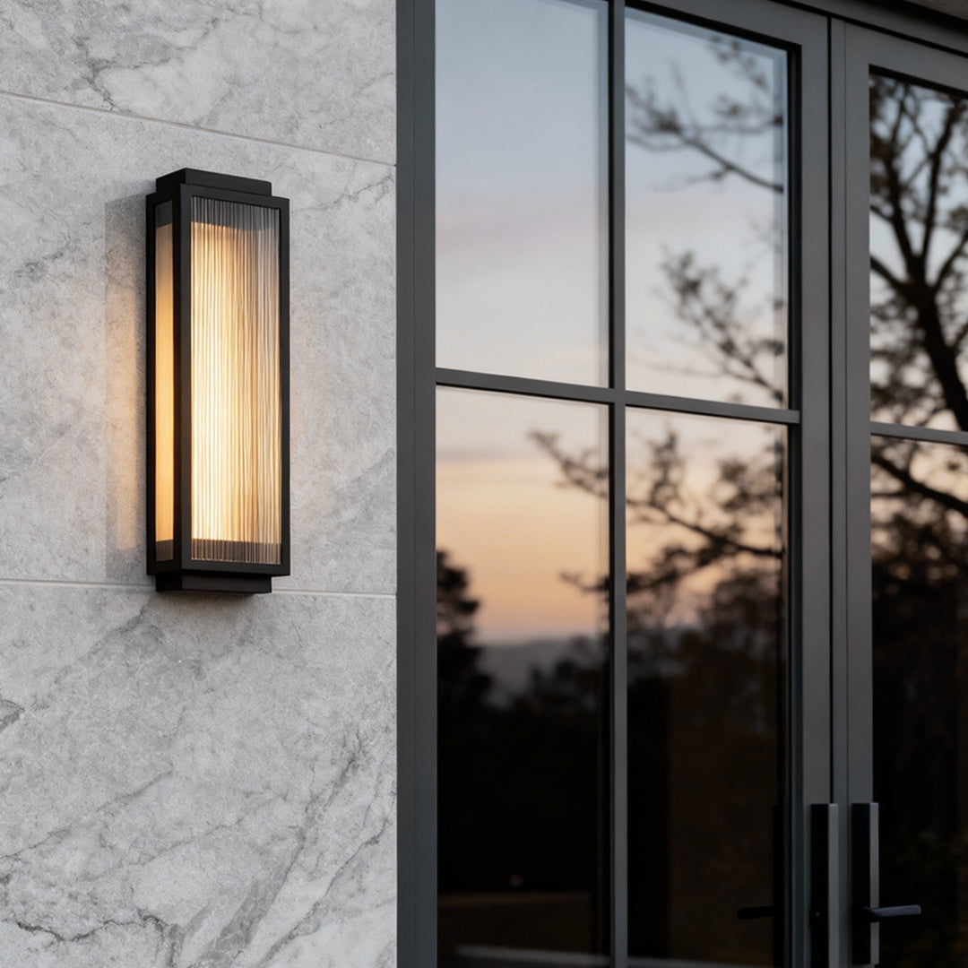 Modern Rectangular LED Outdoor Wall Light with Reeded Glass