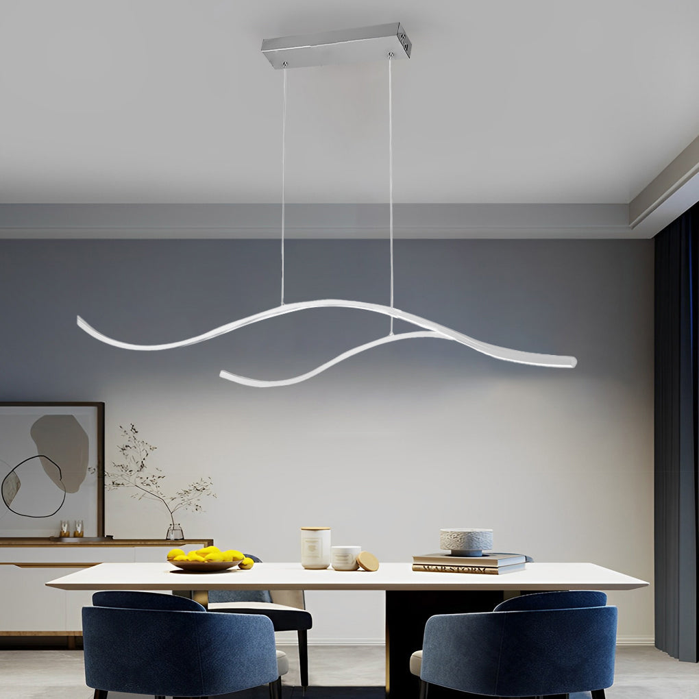 Wavy Curved LED Pendant Light - Modern Metal Ceiling Fixture