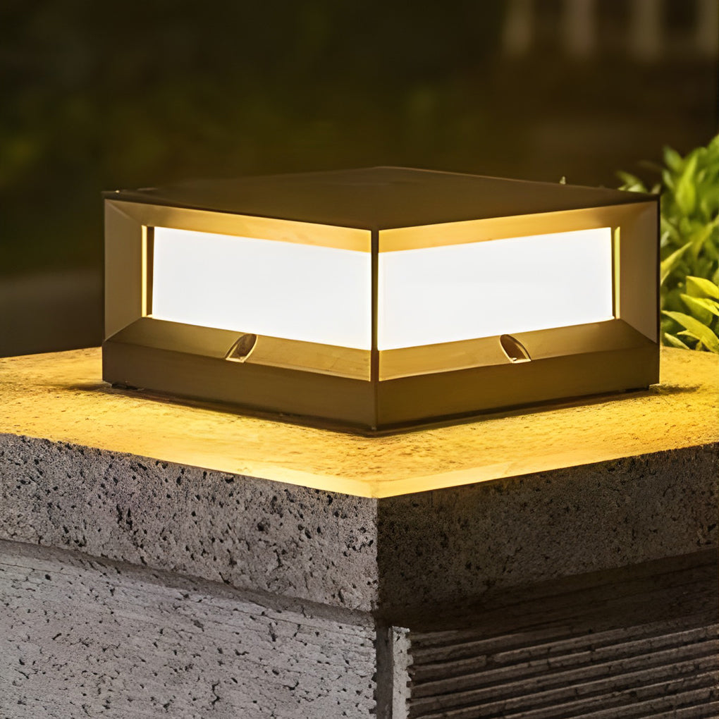 Premium Waterproof Black Solar Square Garden Pillar Light