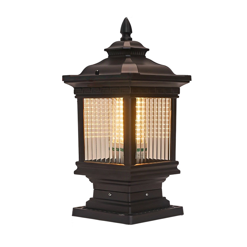 Vintage Solar Garden Post Lights - Elegant Grille Design for Fences