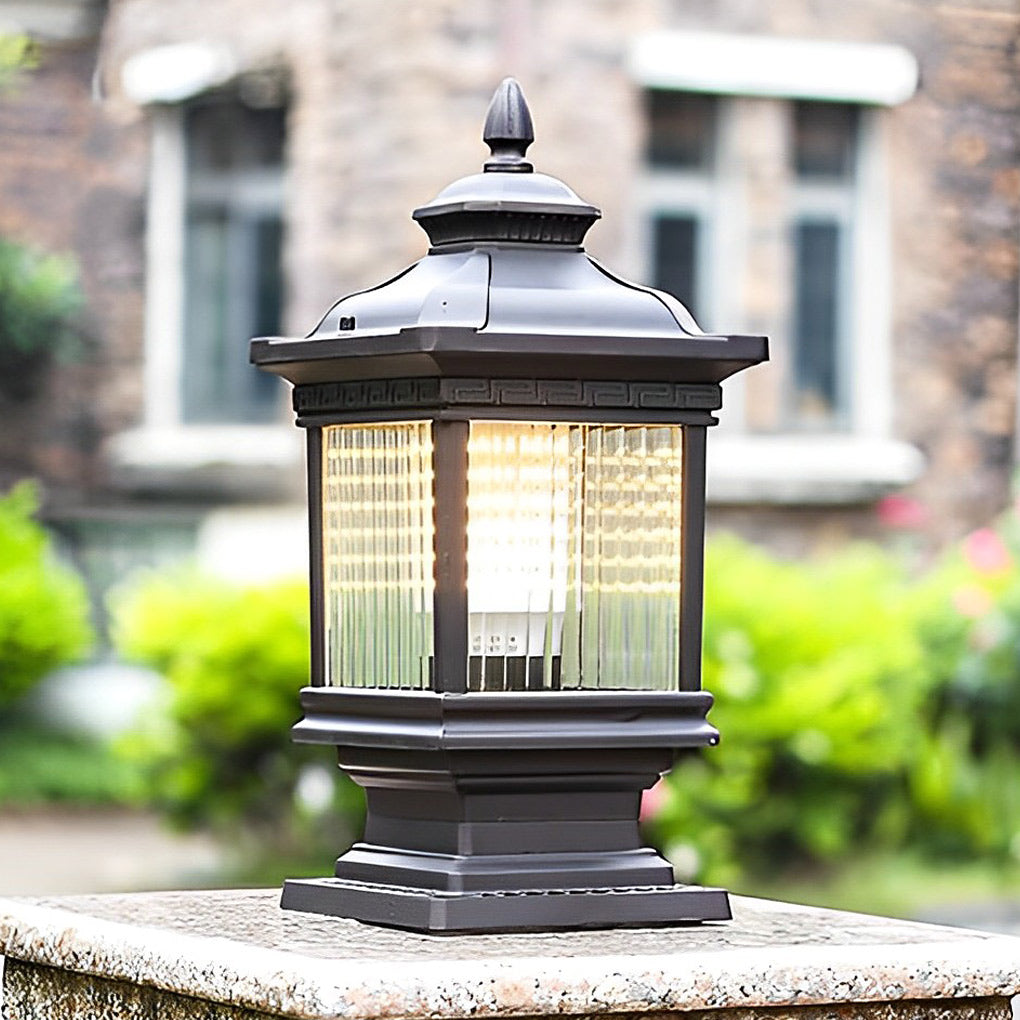 Vintage Solar Garden Post Lights - Elegant Grille Design for Fences