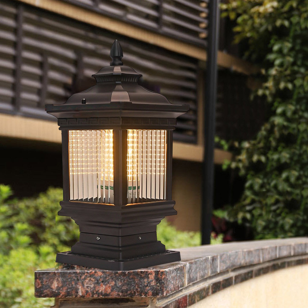 Vintage Solar Garden Post Lights - Elegant Grille Design for Fences