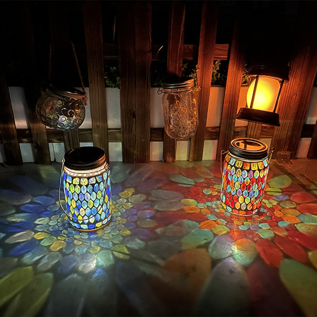 Solar Mosaic Glass Landscape Lights - Colorful Outdoor Decor