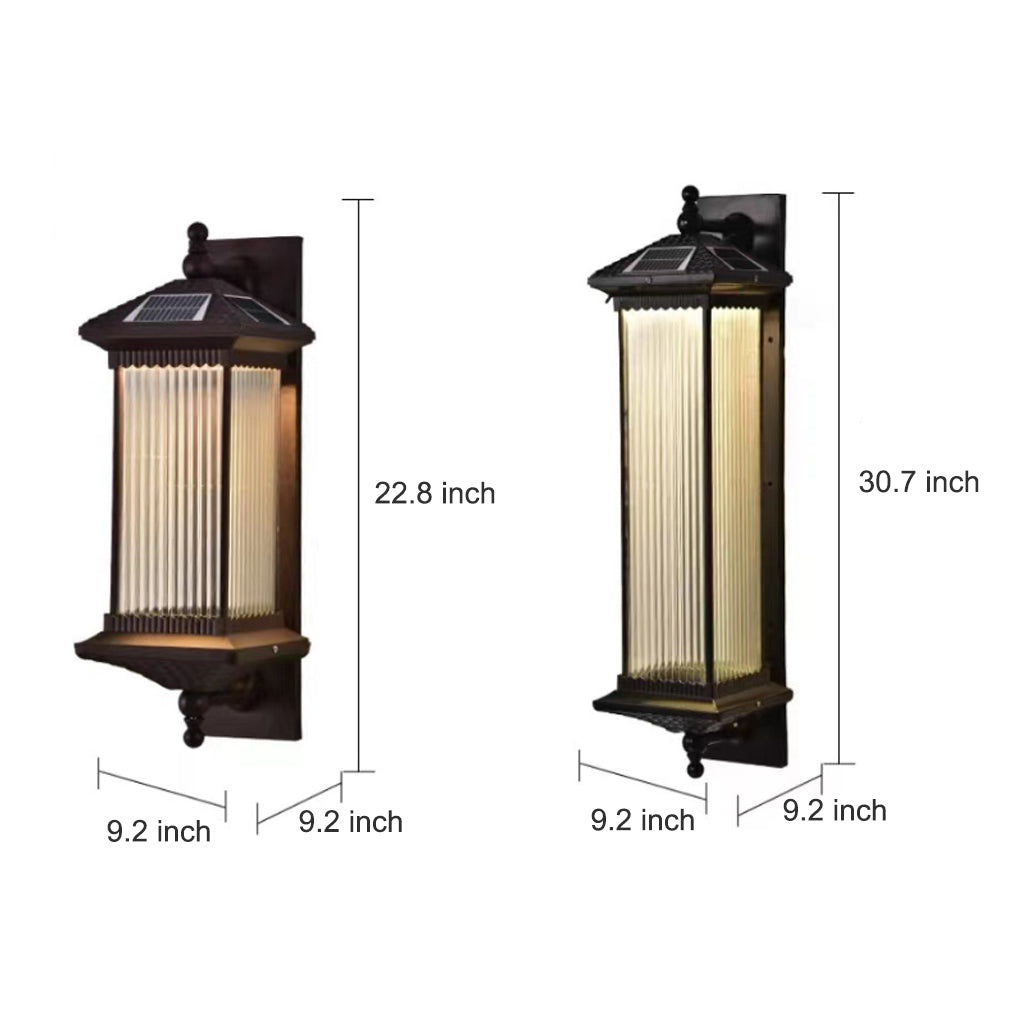 Premium Waterproof Wall-Mounted Solar Outdoor Light with Striped Glass