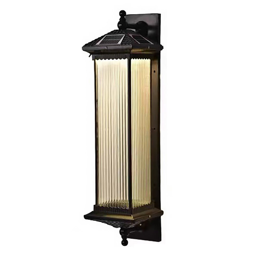 Premium Waterproof Solar Wall Mount Lights with Striped Glass Design