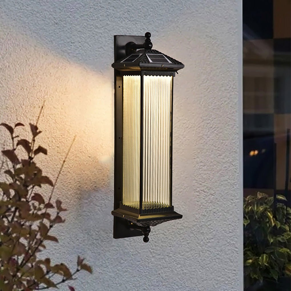 Premium Waterproof Wall-Mounted Solar Outdoor Light with Striped Glass