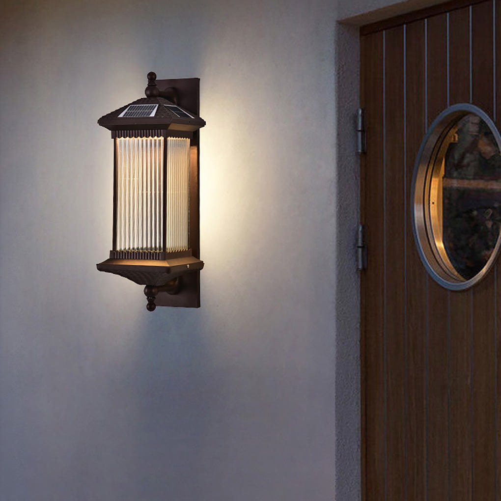 Premium Waterproof Wall-Mounted Solar Outdoor Light with Striped Glass