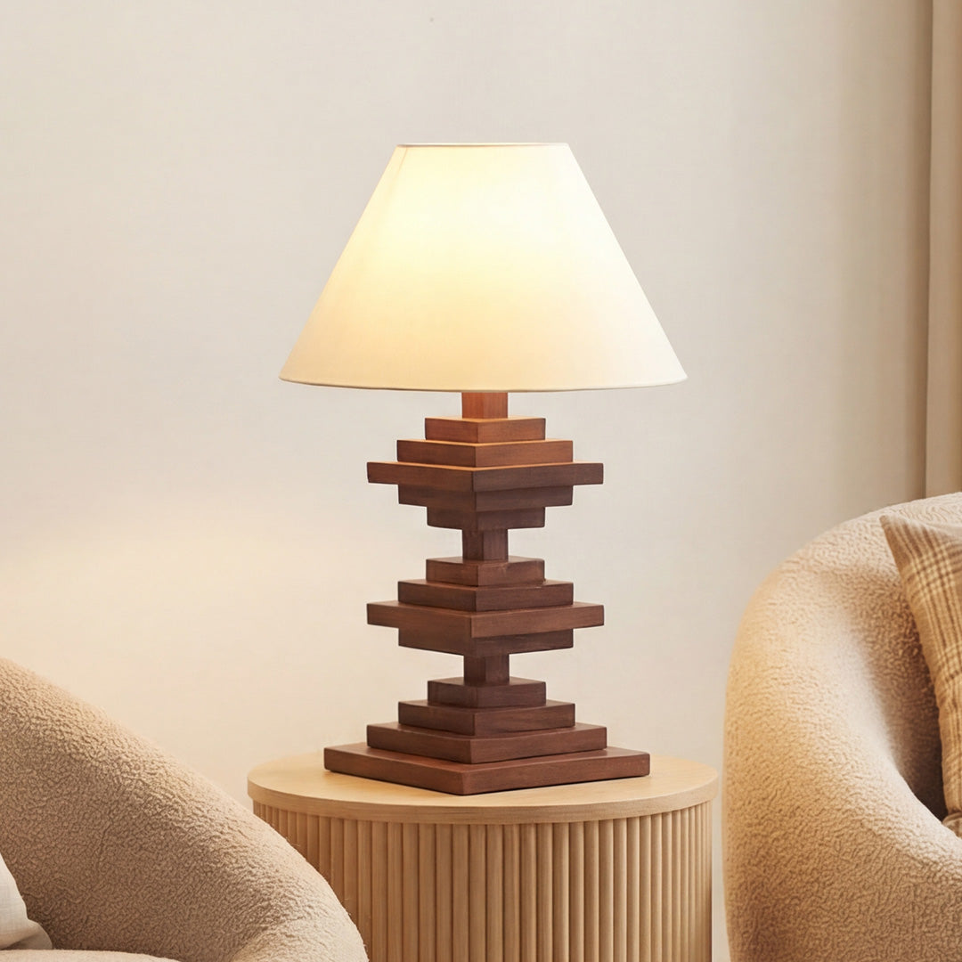 Premium Solid Wood Retro Table Lamp - Full-Spectrum Lighting