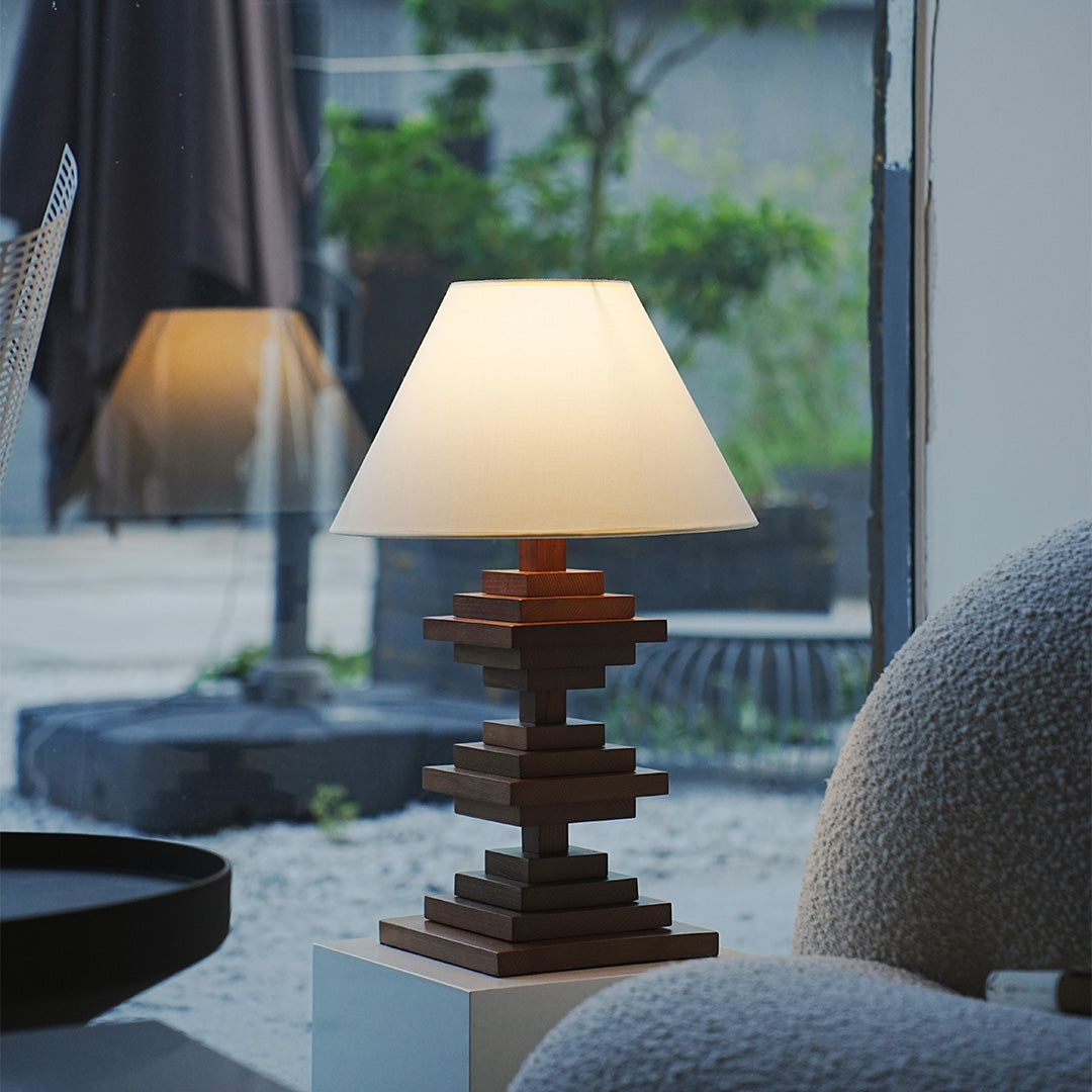 Premium Solid Wood Retro Table Lamp - Full-Spectrum Lighting