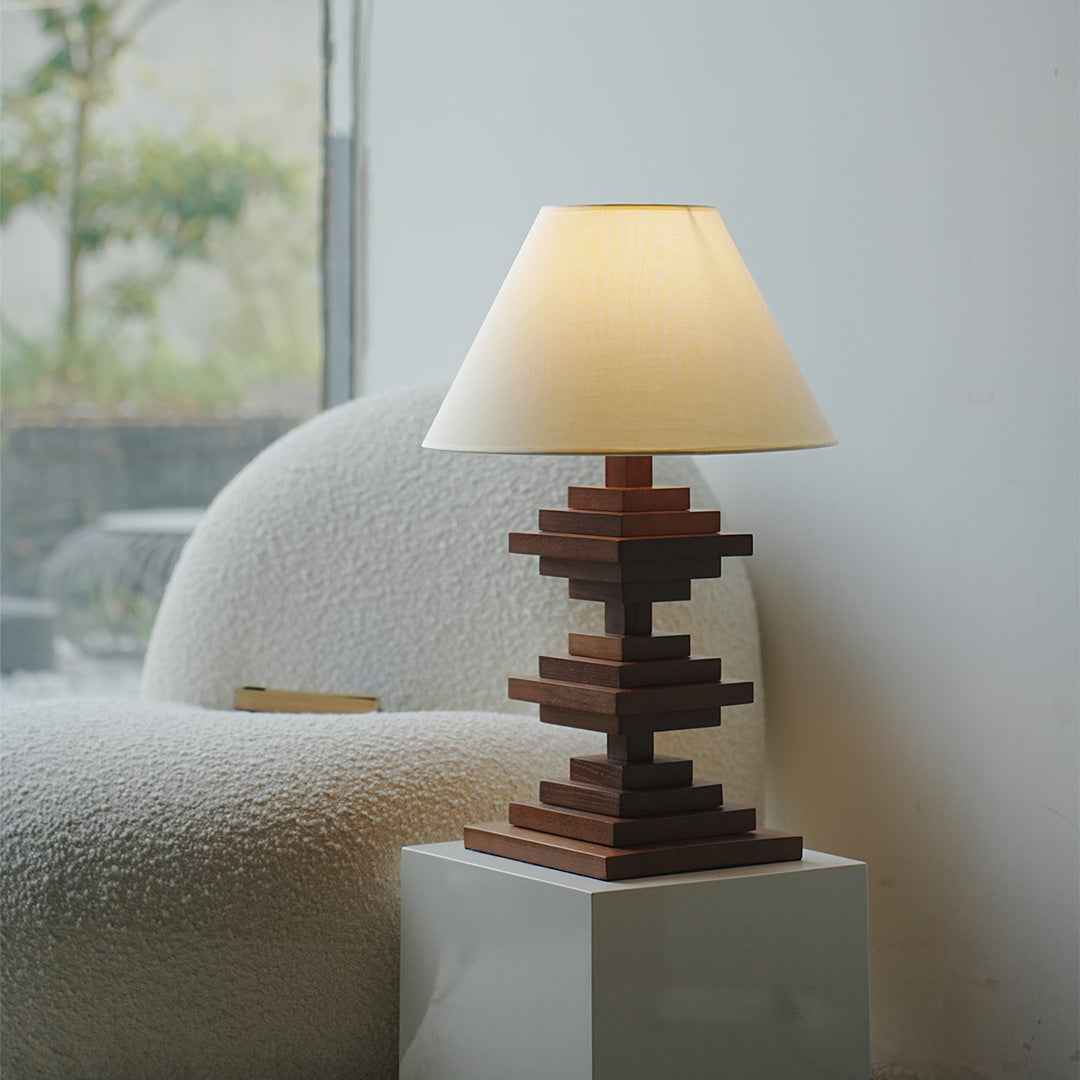 Premium Solid Wood Retro Table Lamp - Full-Spectrum Lighting