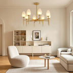 Modern Brass Glass Chandelier - Minimalist Ceiling Light