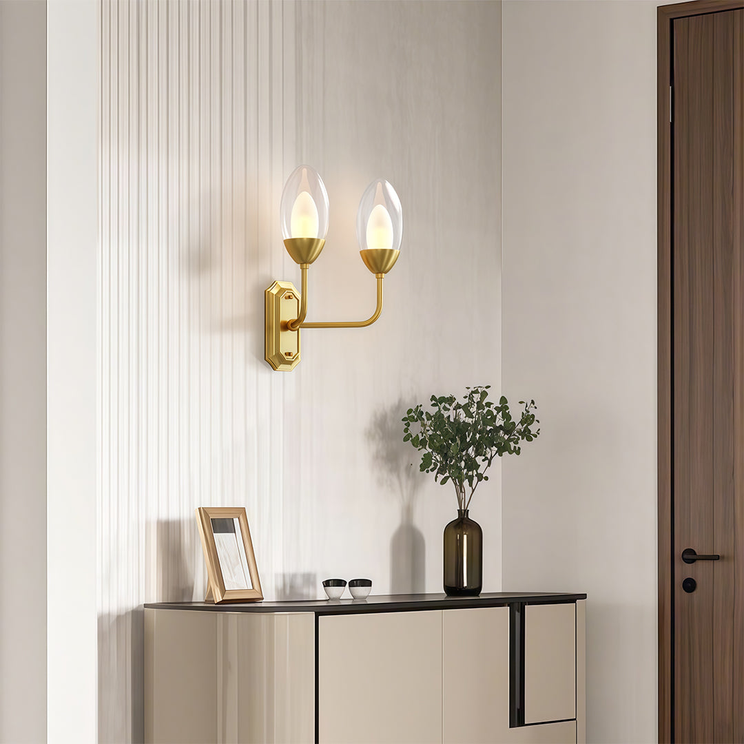 Modern Luxury Dual Head Copper Glass Wall Light