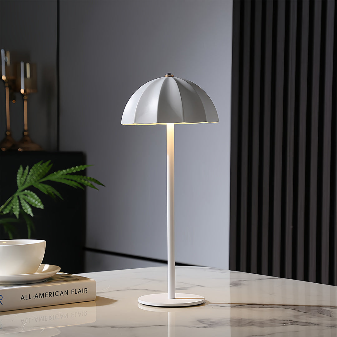 Minimalist Cordless Rechargeable Metal Mushroom Table Lamp