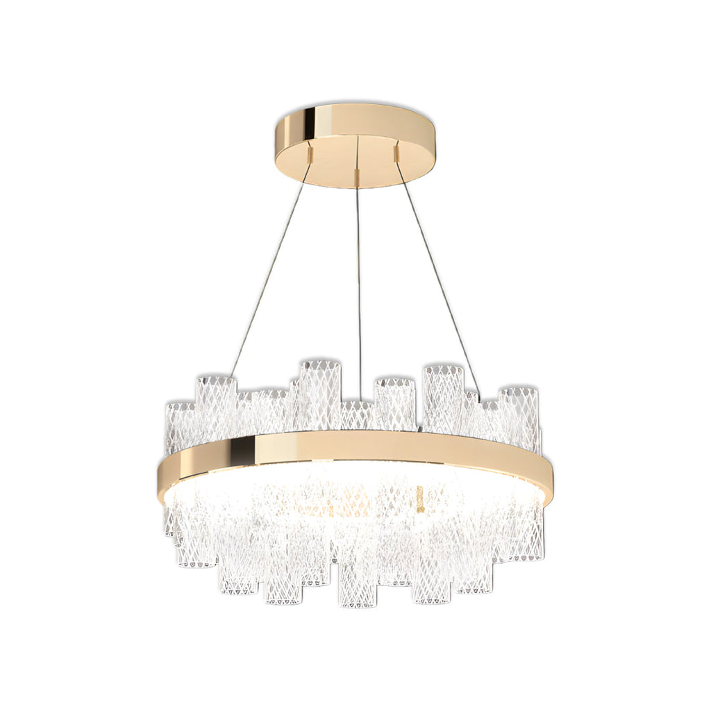 Contemporary LED Chandelier with Crackled Glass Shade