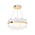 Contemporary LED Chandelier with Crackled Glass Shade