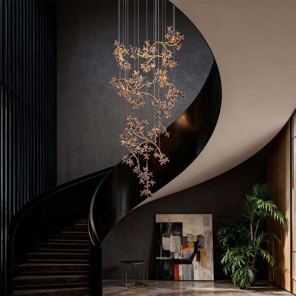 Elegant Crystal Rotating Chandelier for Staircase
